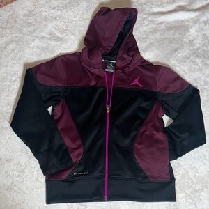 Jordan Jumpman Therma-FIT Girls Full Zip Hoodie Jacket Size M Black Burgundy